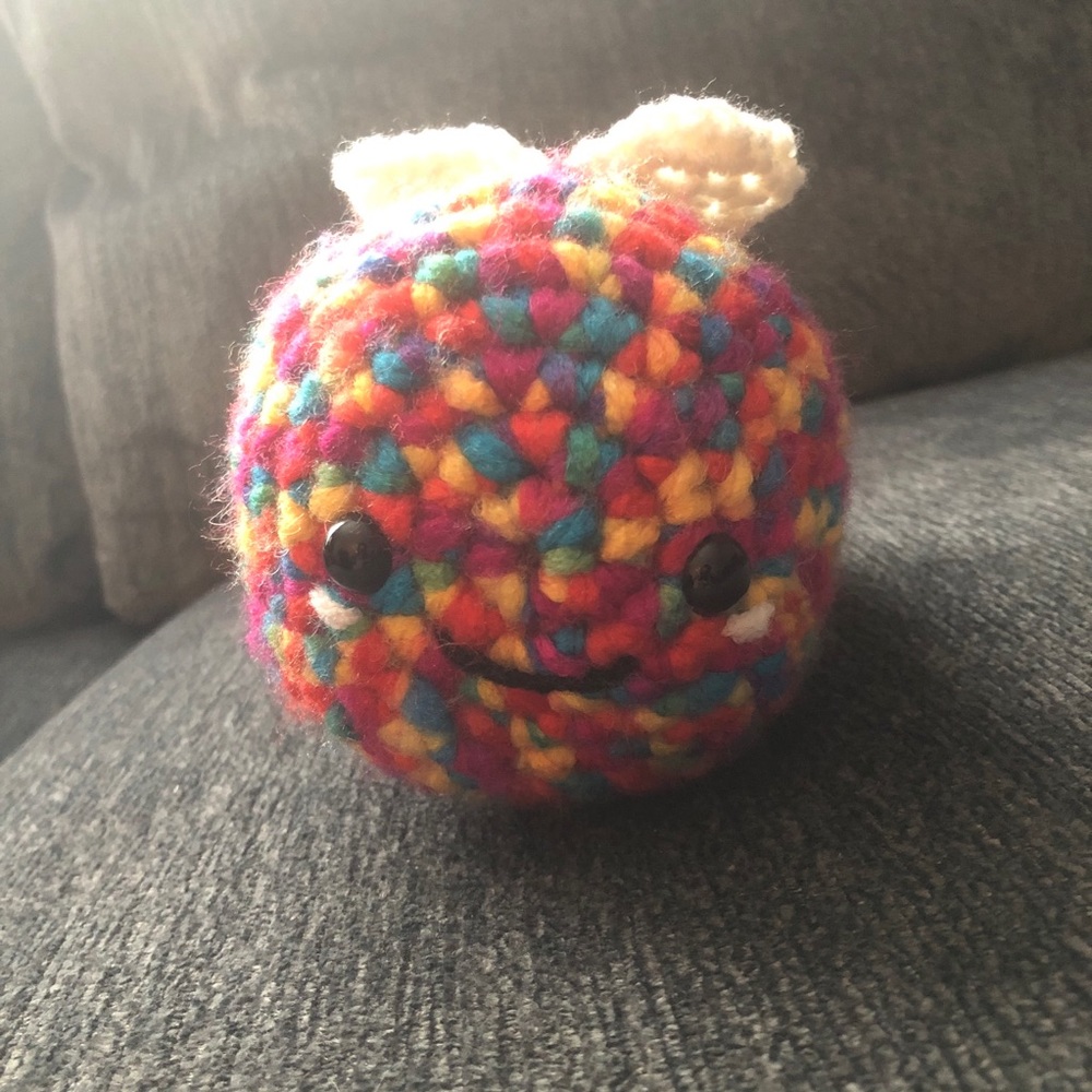 Rainbow crochet bee